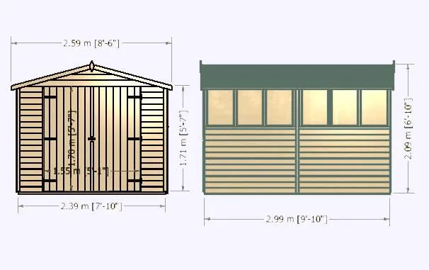10'x8' Double Door Overlap Shed
