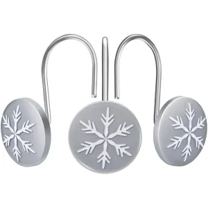 12-Pieces: Christmas Snowflake Anti-Rust Round Shower Curtain Hooks