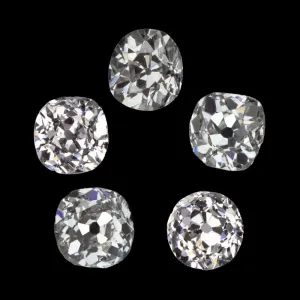 1.24ct H VS1-SI2 OLD MINE CUT DIAMOND 5 STONE LAYOUT ANTIQUE PARCEL CUSHION 1.25