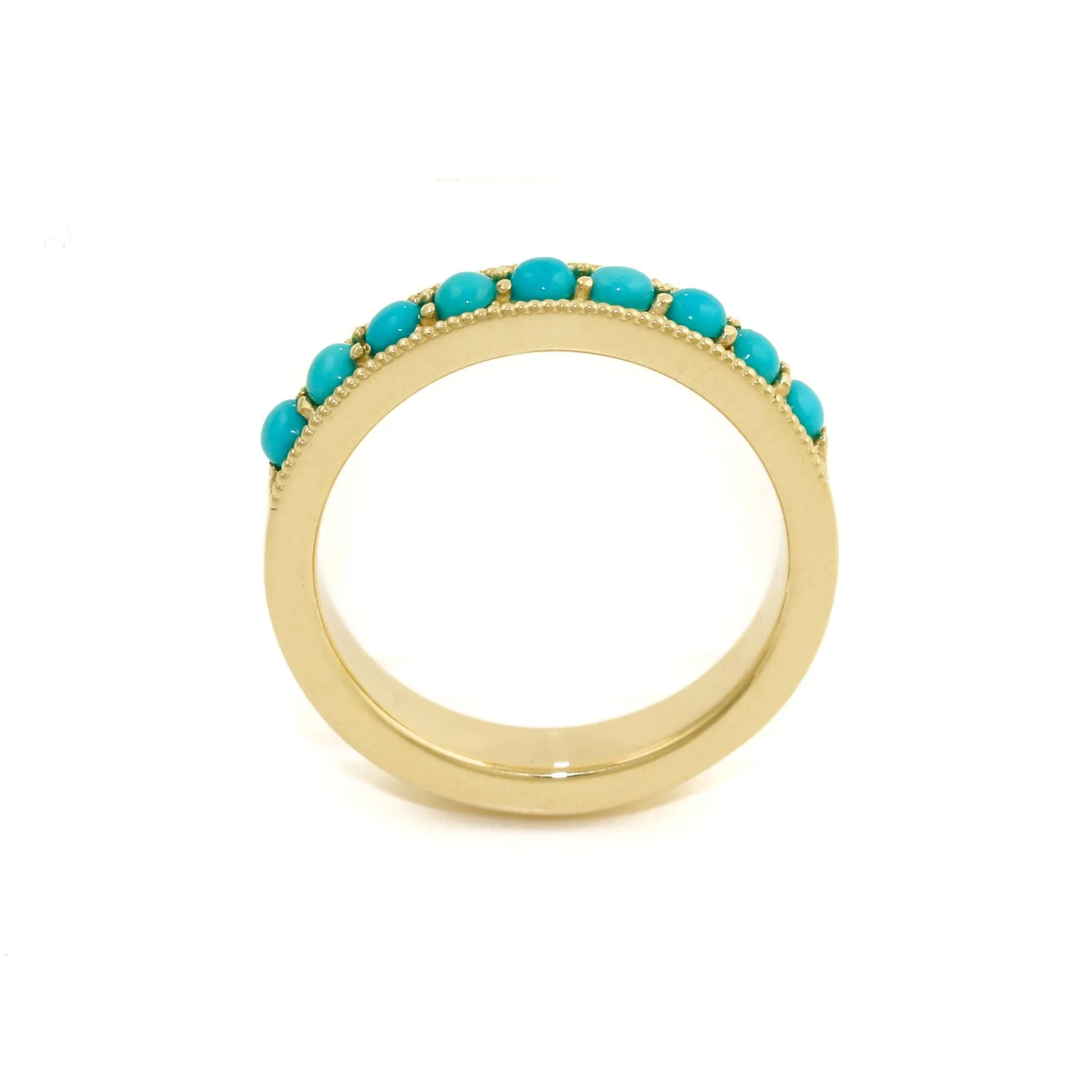 14K Gold Sleeping Beauty Turquoise Channel Band