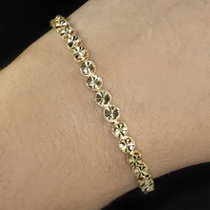 14K YELLOW GOLD BRACELET SOLID 5mm ROUND STARBURST LINK 6.4 GRAM MENS LADIES