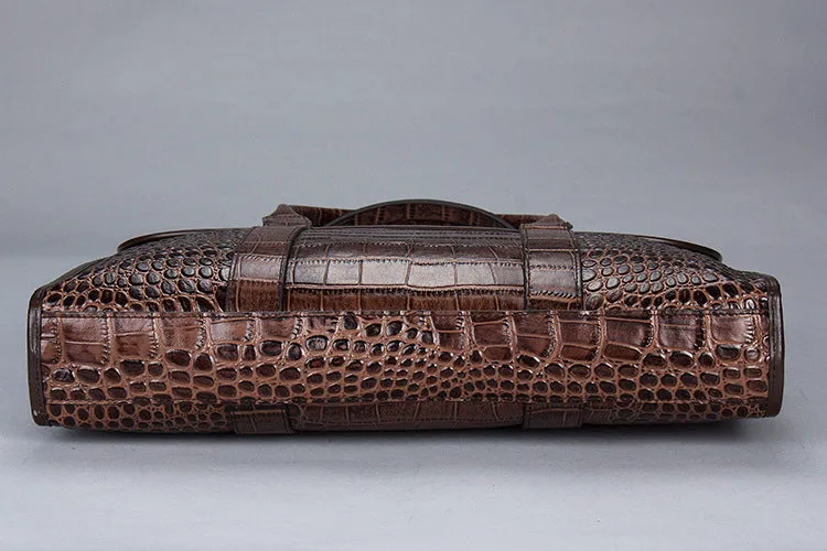15-inch Crocodile Pattern Genuine Leather Briefcase for Men