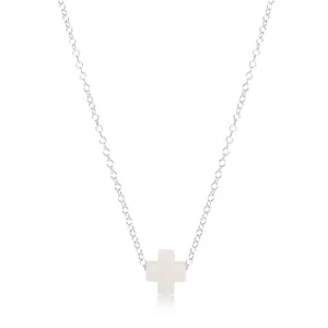 16" Necklace Sterling Signature Cross Off White