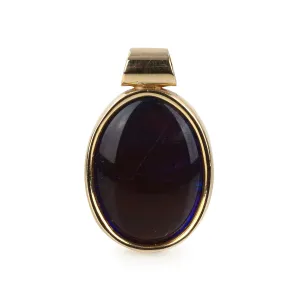 18K Yellow Gold Oval Ammolite Triplet Cabochon Pendant