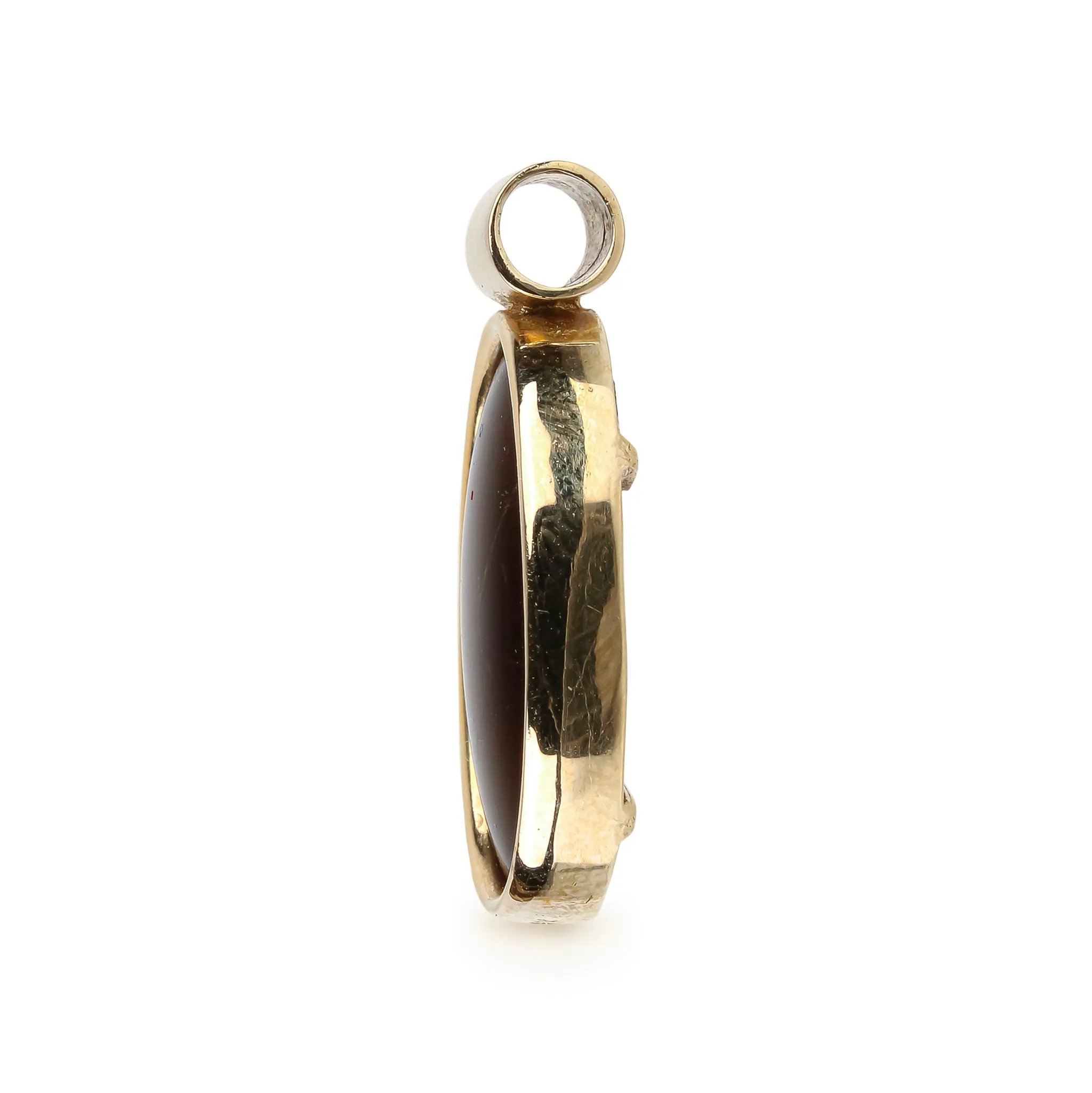 18K Yellow Gold Oval Ammolite Triplet Cabochon Pendant