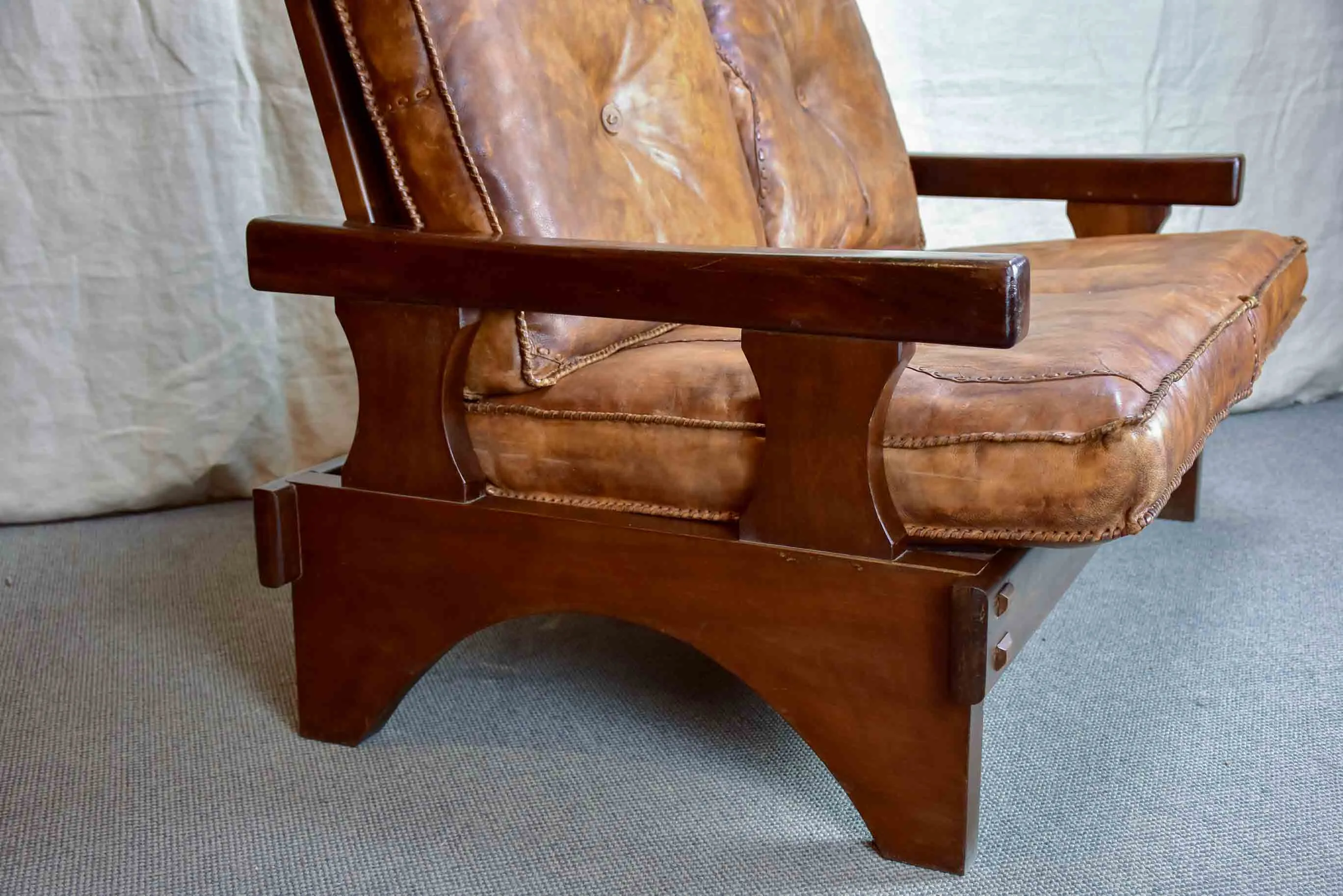 1960's Brazilian leather sofa set - two and three seat