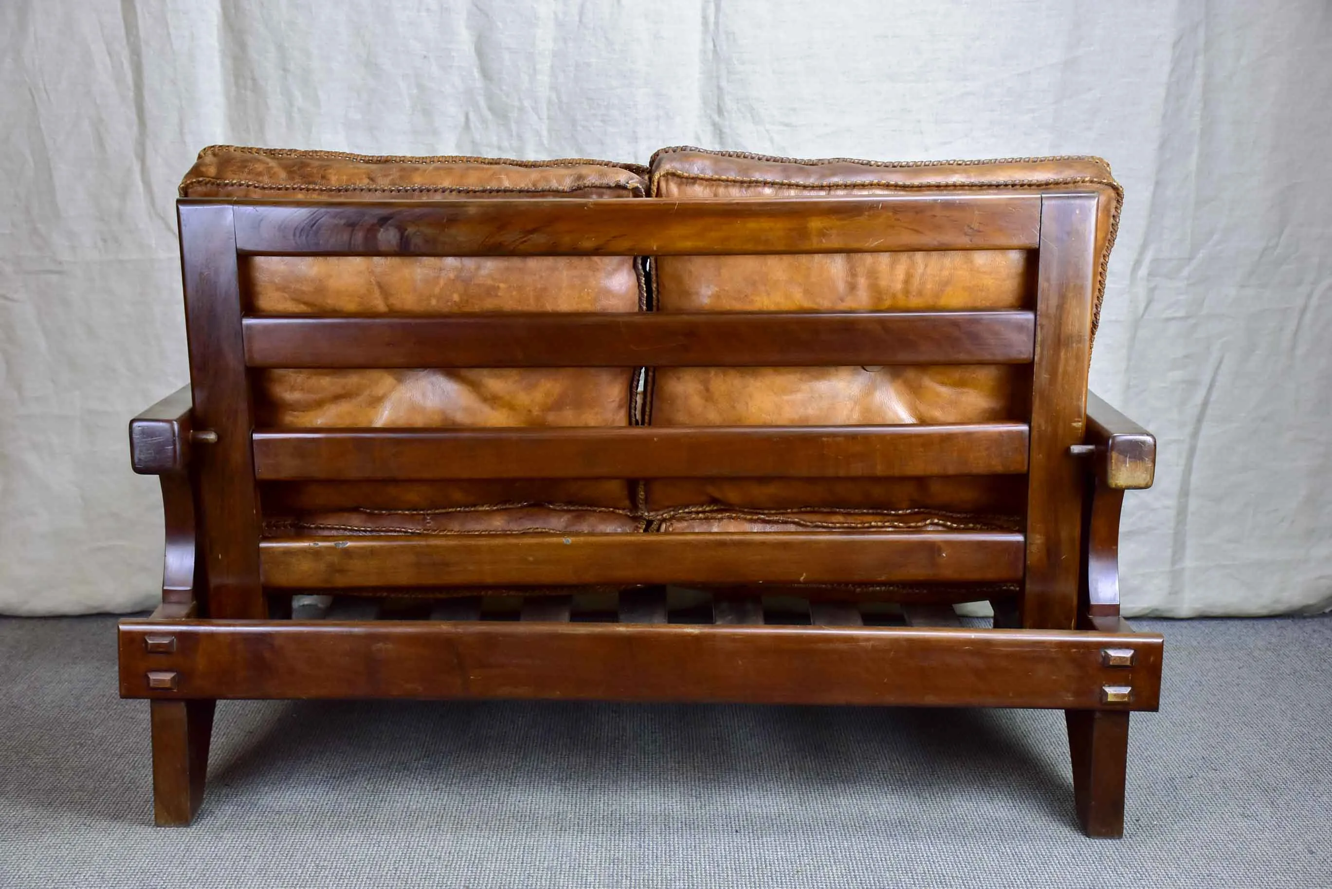 1960's Brazilian leather sofa set - two and three seat