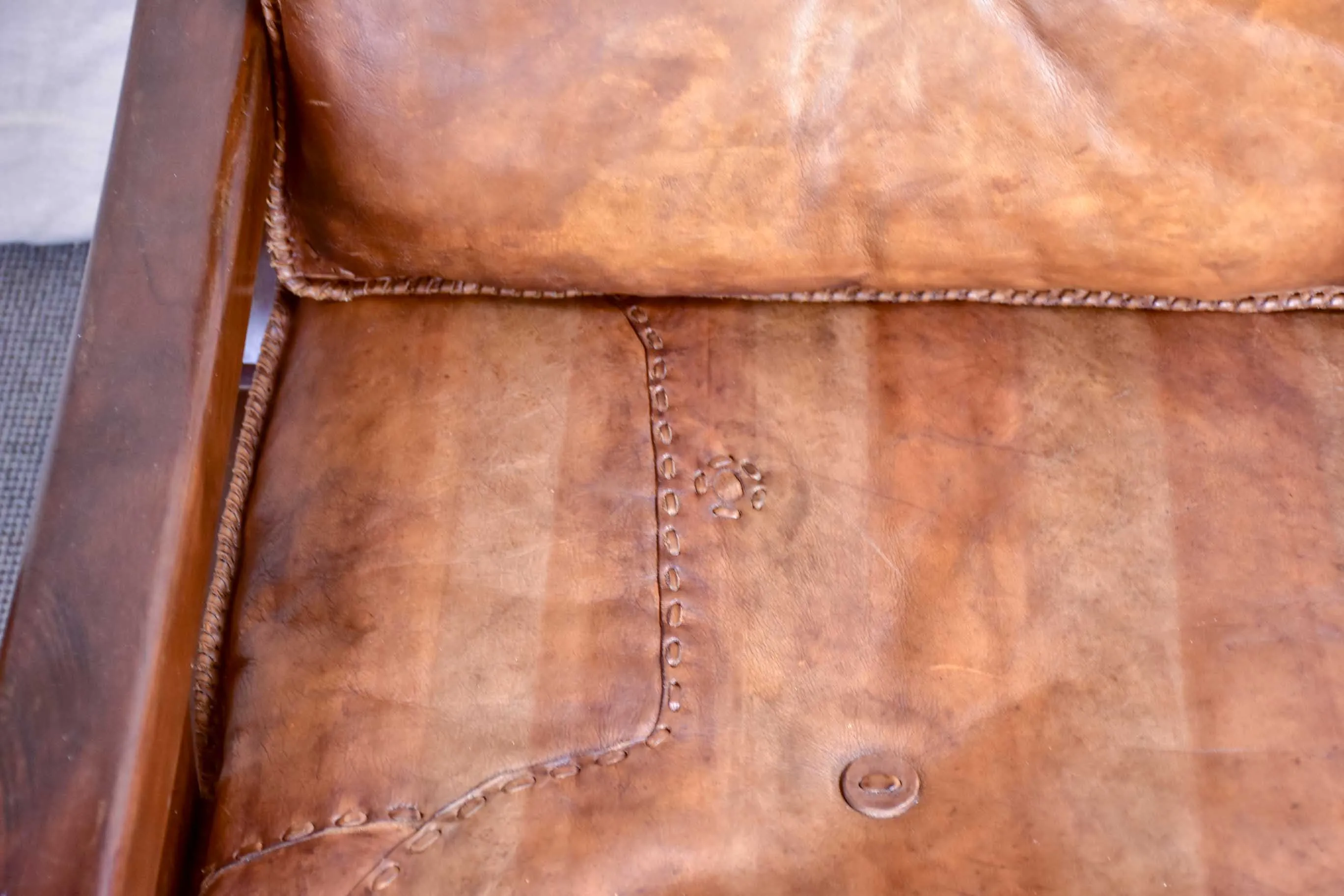 1960's Brazilian leather sofa set - two and three seat