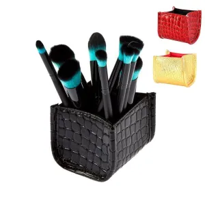 3 Colors Crocodile Skin Brush Storage Cosmetic Bag