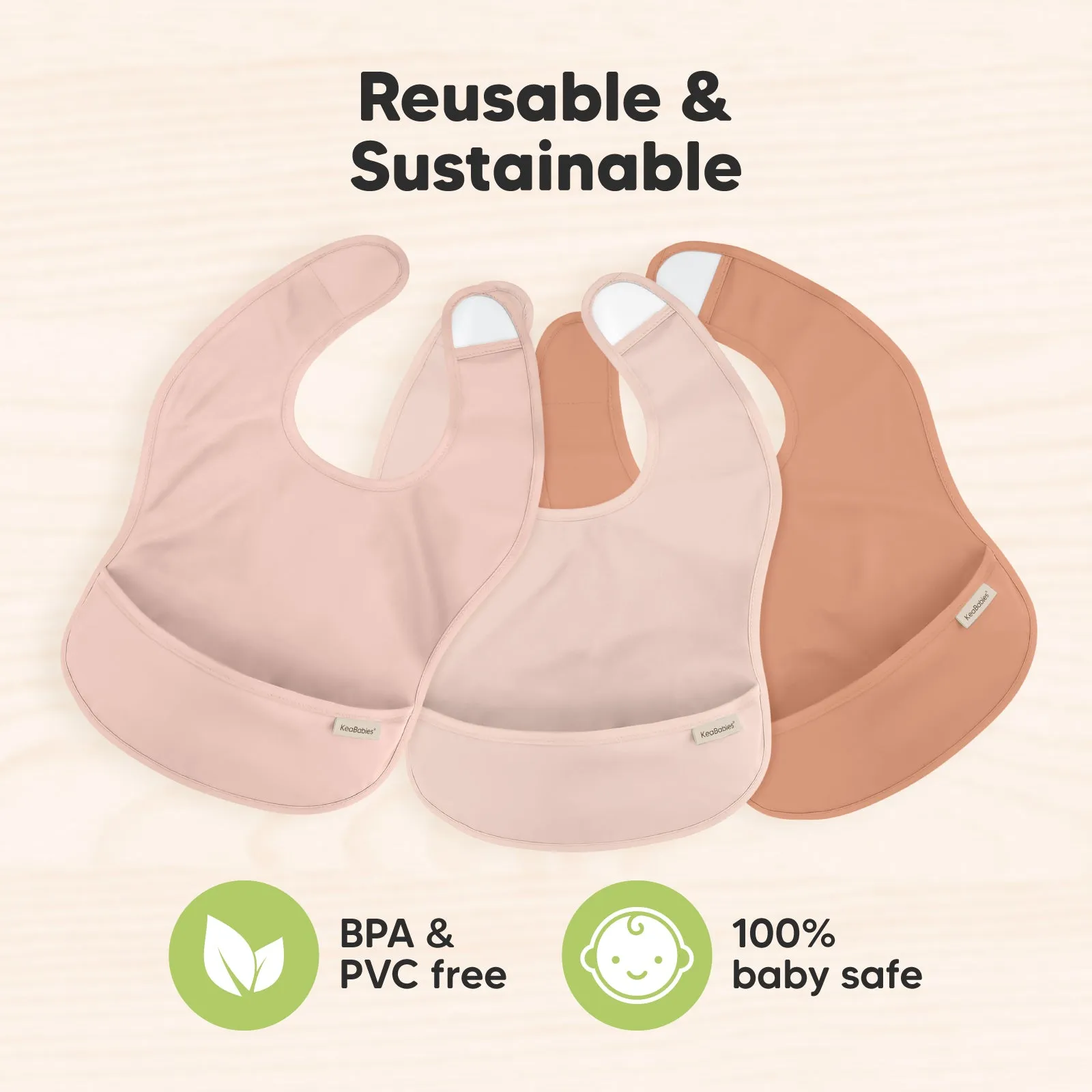 3-Pack Presto Waterproof Bibs (Fawn)
