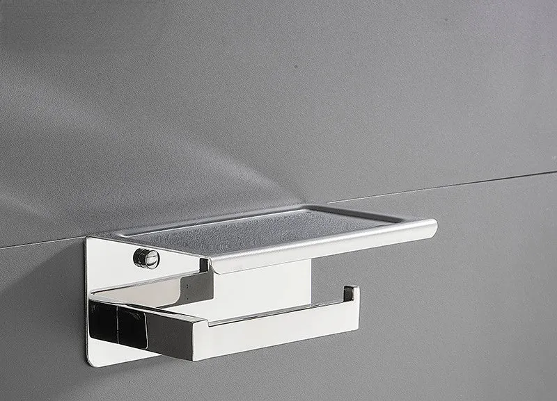 304 Stainless Steel Punch-Free Toilet Tissue Holder  Phone Holder Wall-Mounted