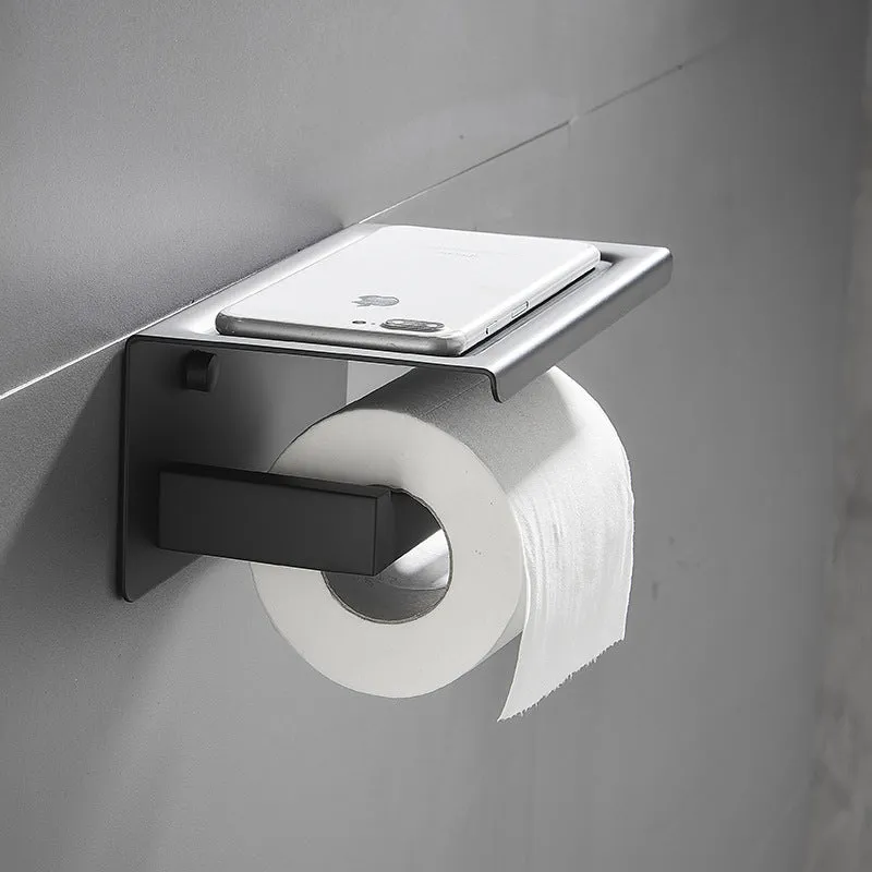 304 Stainless Steel Punch-Free Toilet Tissue Holder  Phone Holder Wall-Mounted