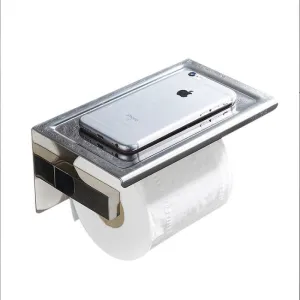 304 Stainless Steel Punch-Free Toilet Tissue Holder  Phone Holder Wall-Mounted