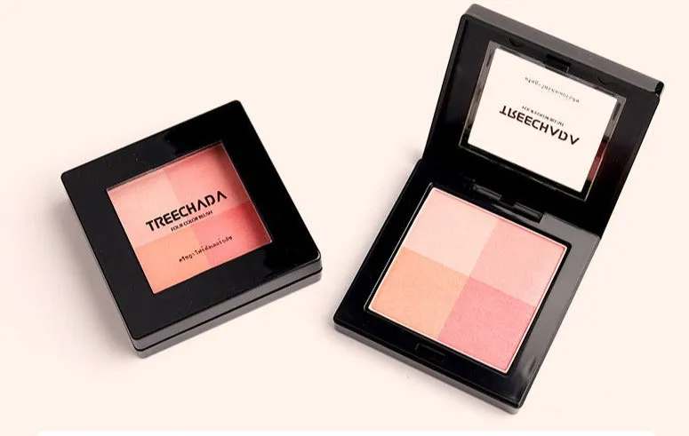 4 Color Lattice Blush Natural Long-lasting Orange Pink Highlighter Waterproof Skin Cute Makeup Cosmetics Rare Beauty