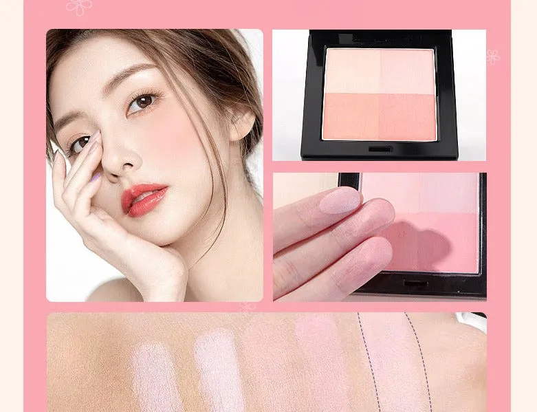 4 Color Lattice Blush Natural Long-lasting Orange Pink Highlighter Waterproof Skin Cute Makeup Cosmetics Rare Beauty