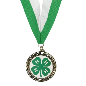 4-H Medal With Green & White Ribbon