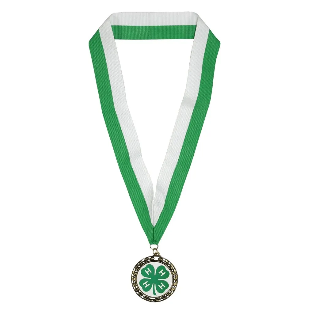 4-H Medal With Green & White Ribbon