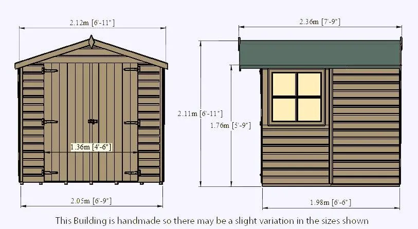 7'x7' Double Door Overlap Shed