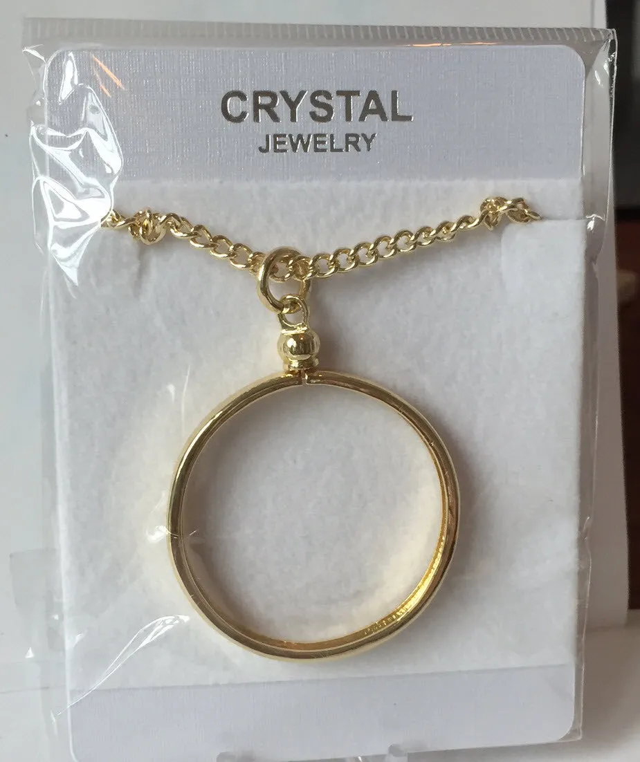 AA Medallion Holder Necklace Gold Plated Sobriety Coin Jewelry