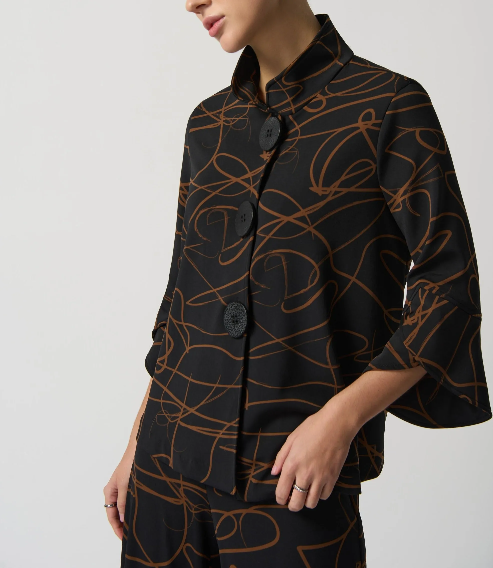 Abstract Print Trapeze Jacket