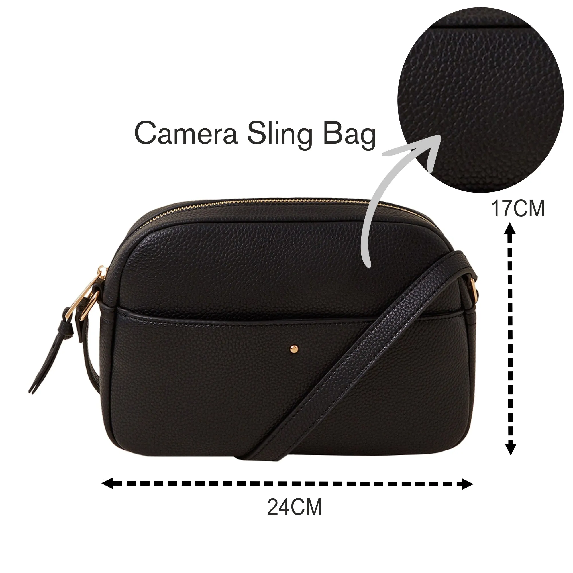 Accessorize London Women's Black Camera Sling Bag