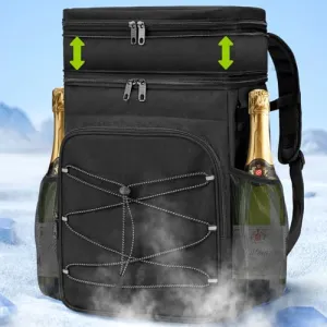 ADDIMOR Expandable Backpack Coolers Insulated Leak Proof - 36 Cans Double Deck Cooler Backpack Waterproof - Soft Lightweight Portable Cooler Bag for Beach Picnic Camping Men and Women (Black)