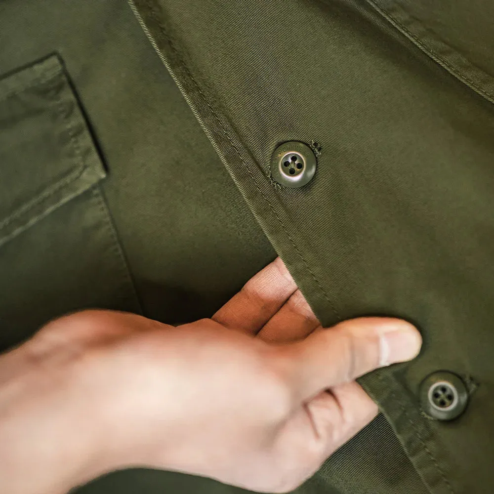 Aidase Men Summer Vintage Four Pocket Short Sleeve Shirts Cotton Green Loose Turn-down Collar Shirt Workwear Tops Male XL XXL
