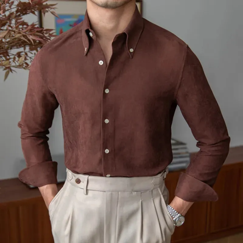 Aidase Spring  Men Business Solid Color Shirt Long Sleeve Slim Fit Hairstylist Shirts Men Office Tuxedo Shirt Social