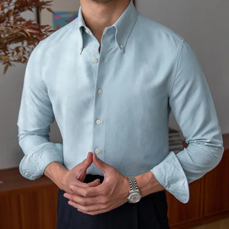 Aidase Spring  Men Business Solid Color Shirt Long Sleeve Slim Fit Hairstylist Shirts Men Office Tuxedo Shirt Social