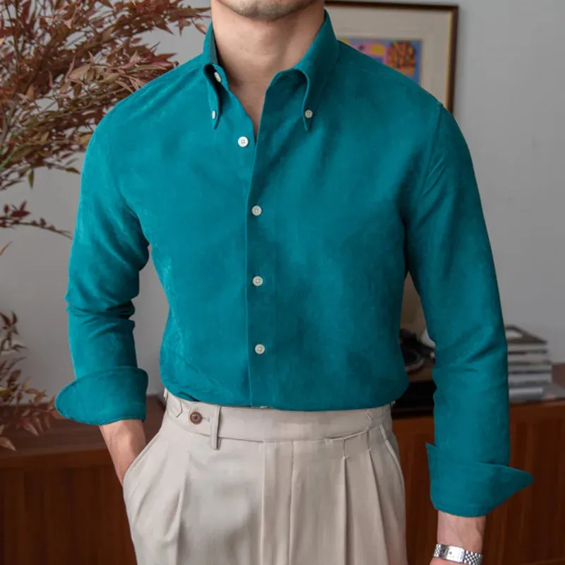 Aidase Spring  Men Business Solid Color Shirt Long Sleeve Slim Fit Hairstylist Shirts Men Office Tuxedo Shirt Social