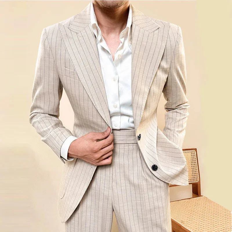 Aidase Vintage Khaki Single Breasted Designer Suit Two Piece Wedding Party Suit  Groom Banquet  Men Suit Slim Fit Costume Homme Mariage