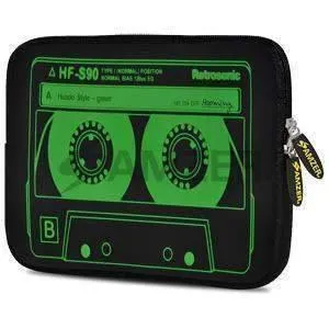 Amzer 7.75 Inch Neoprene iPad/Tablet Sleeve - Green Neon Cassette