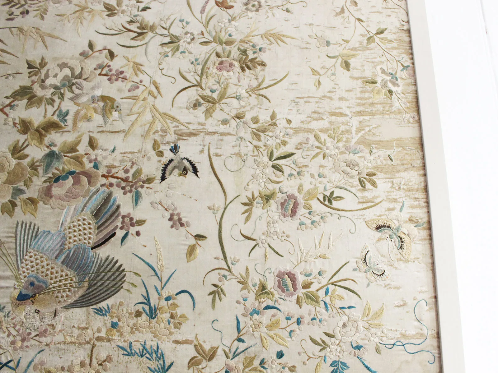 An Exquisite Antique Chinese Hand Embroidered Silk Framed Panel
