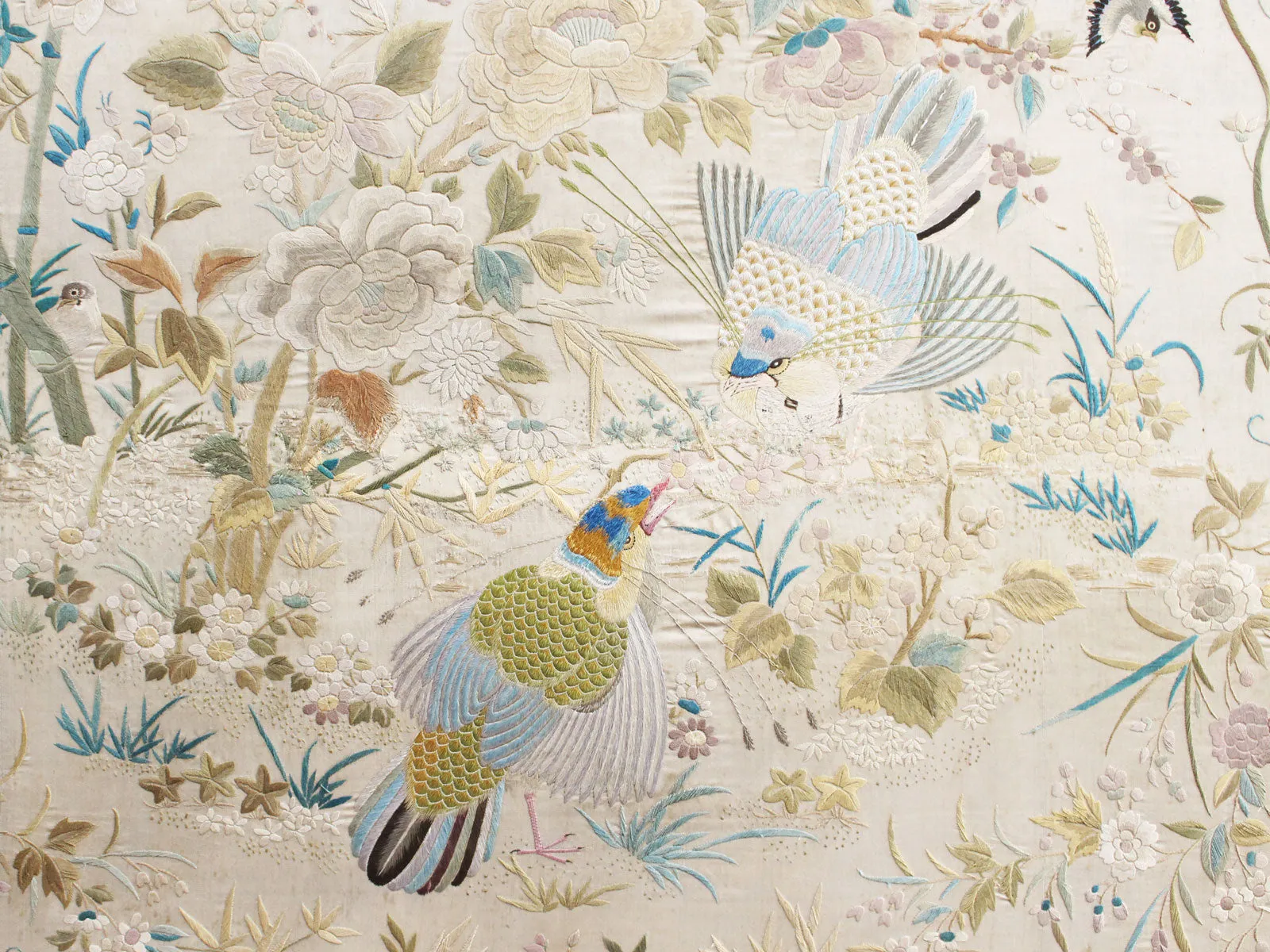 An Exquisite Antique Chinese Hand Embroidered Silk Framed Panel