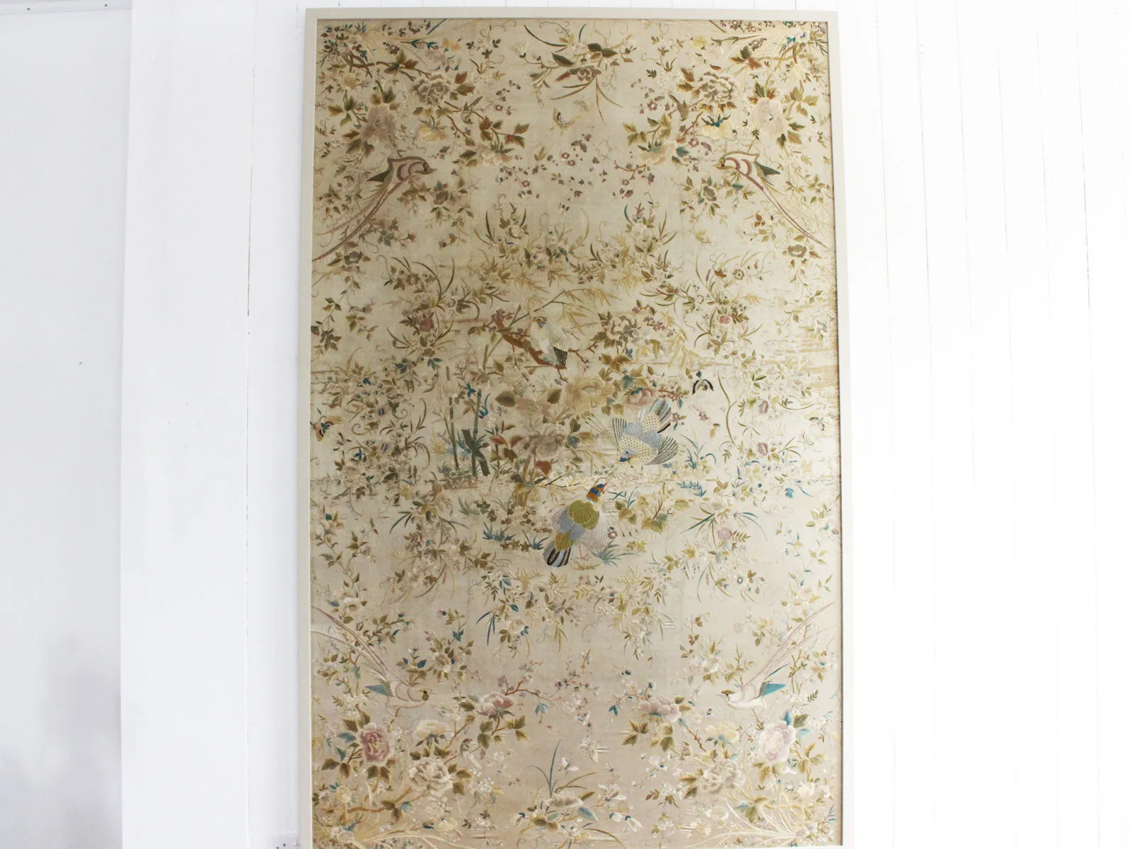 An Exquisite Antique Chinese Hand Embroidered Silk Framed Panel