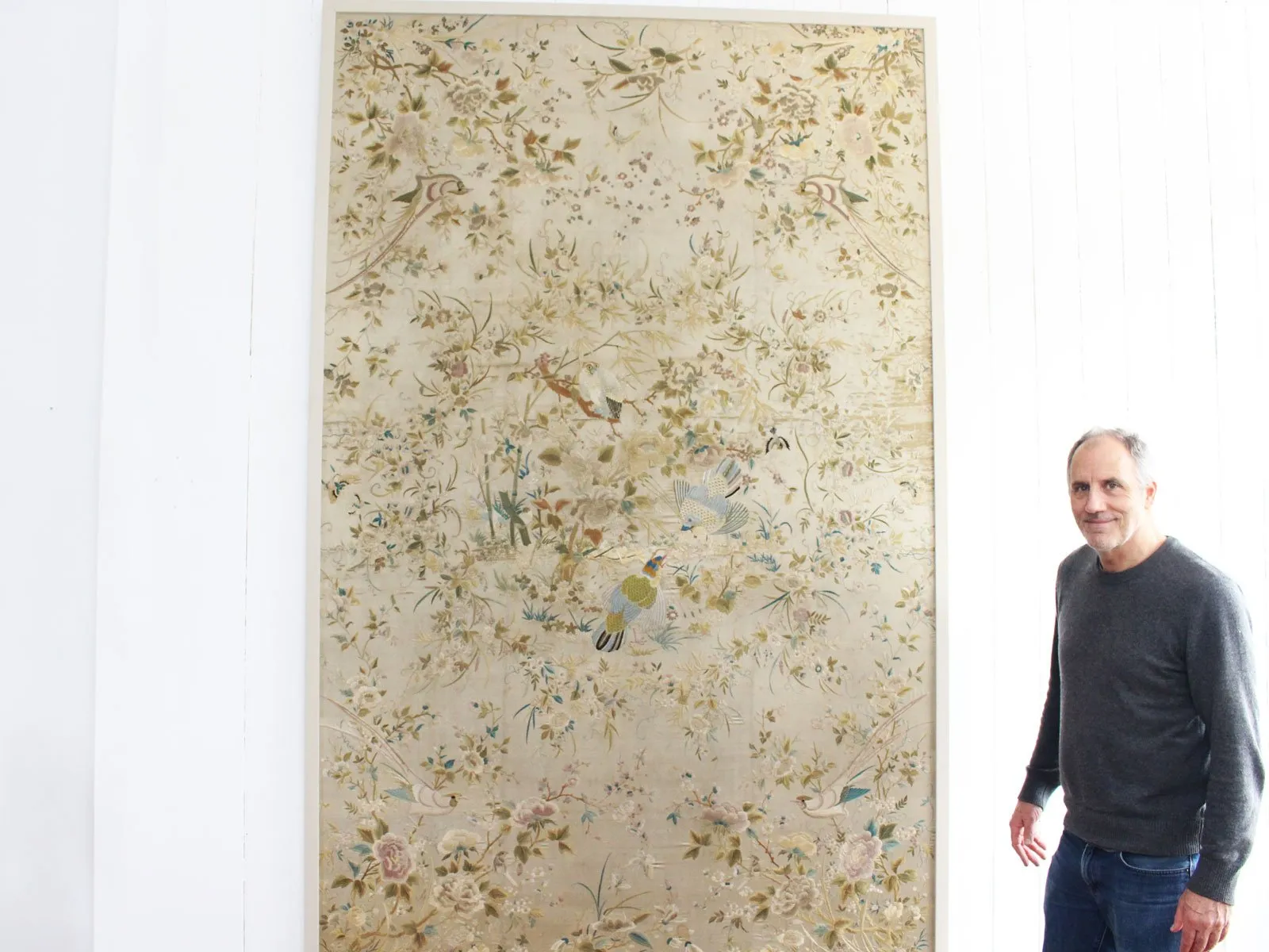 An Exquisite Antique Chinese Hand Embroidered Silk Framed Panel
