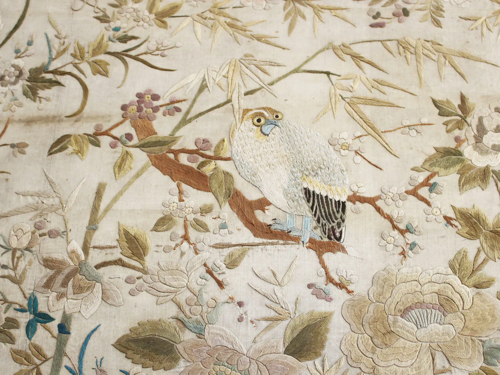 An Exquisite Antique Chinese Hand Embroidered Silk Framed Panel