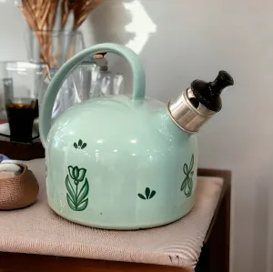 Antique Dutch Tea Kettle Blue Floral