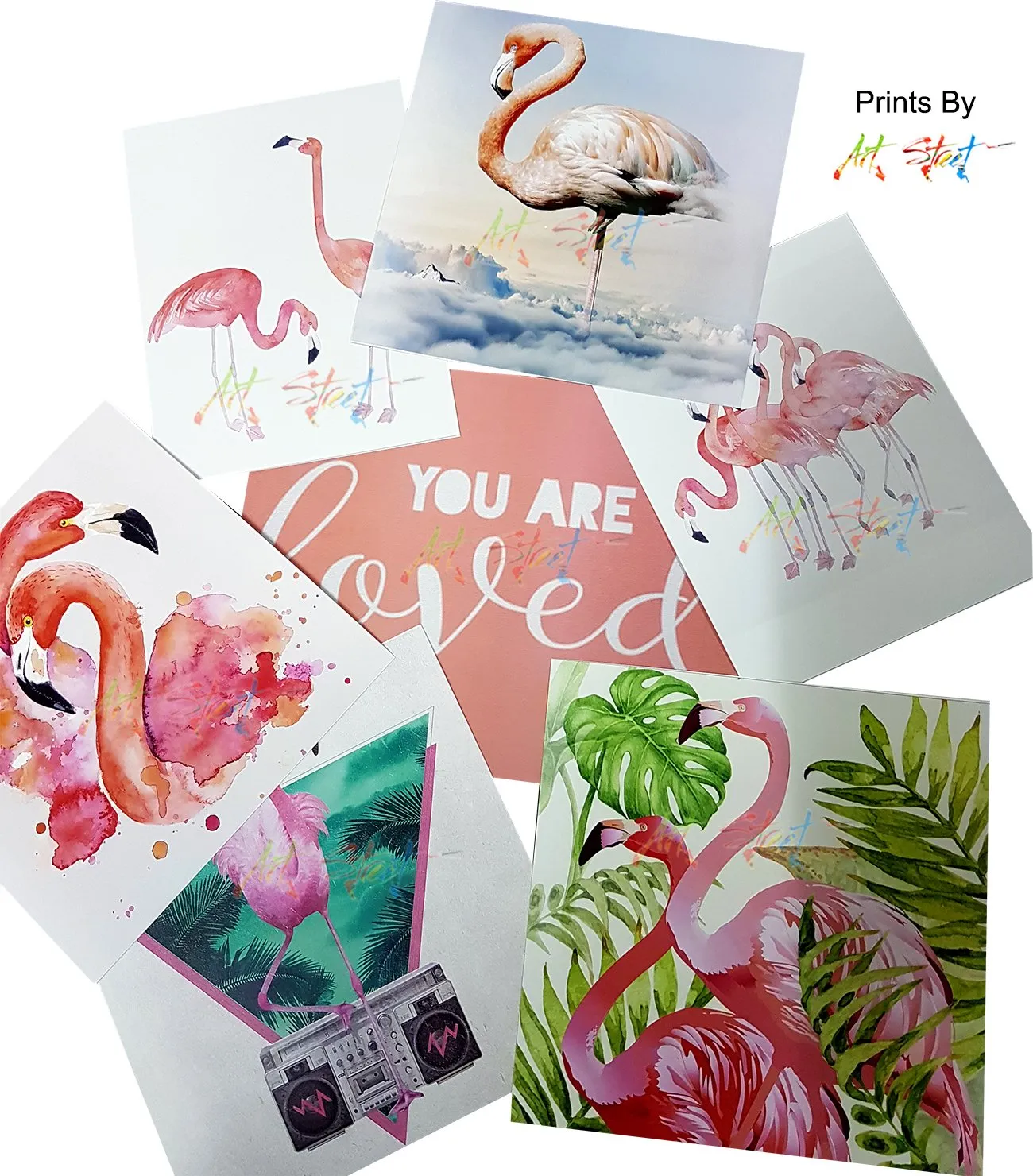 Art Street - You & Me Set Of 7 Individual Photo Frame Frames (Mix Size) With Mdf Plaque (You & me)