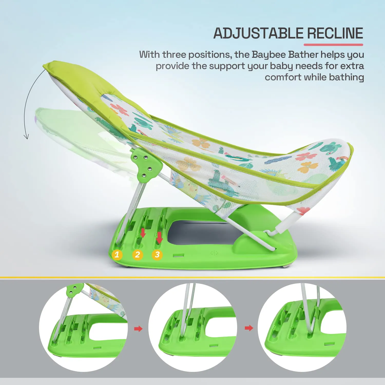 Baybee Foldable Baby Bather for Newborn Baby with 3 Position Recline