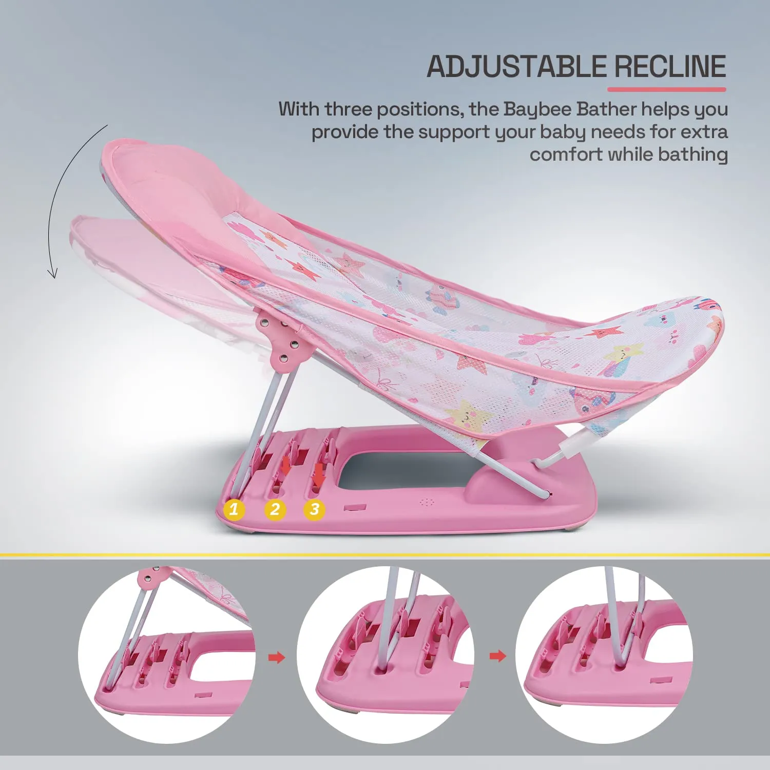 Baybee Foldable Baby Bather for Newborn Baby with 3 Position Recline