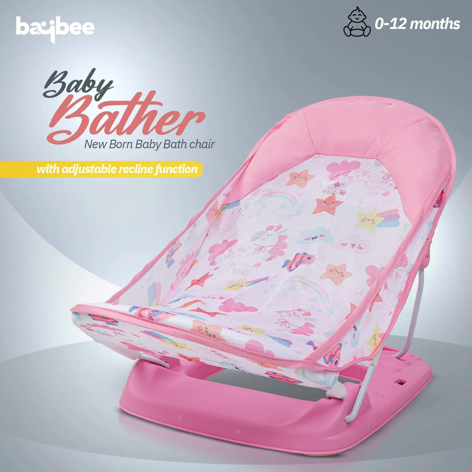 Baybee Foldable Baby Bather for Newborn Baby with 3 Position Recline