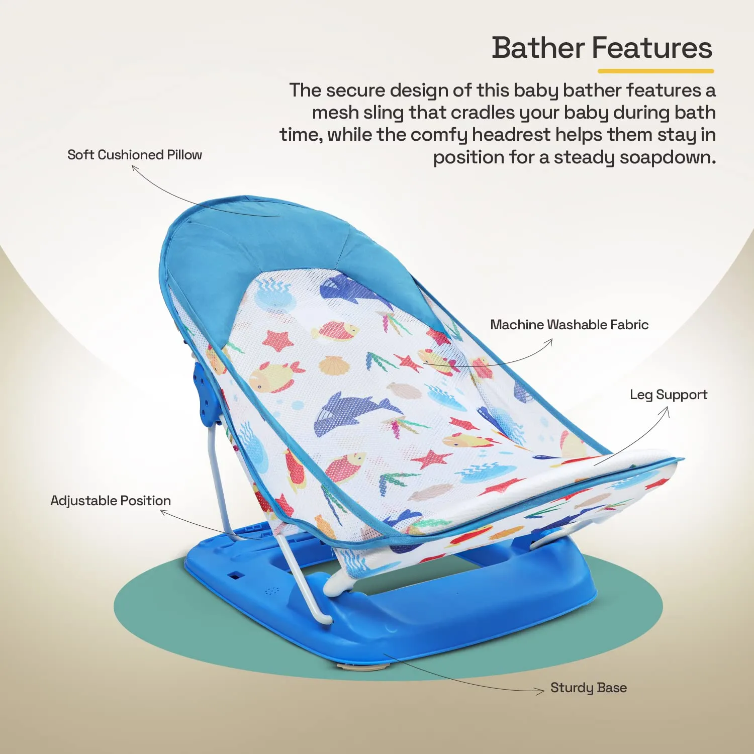 Baybee Foldable Baby Bather for Newborn Baby with 3 Position Recline