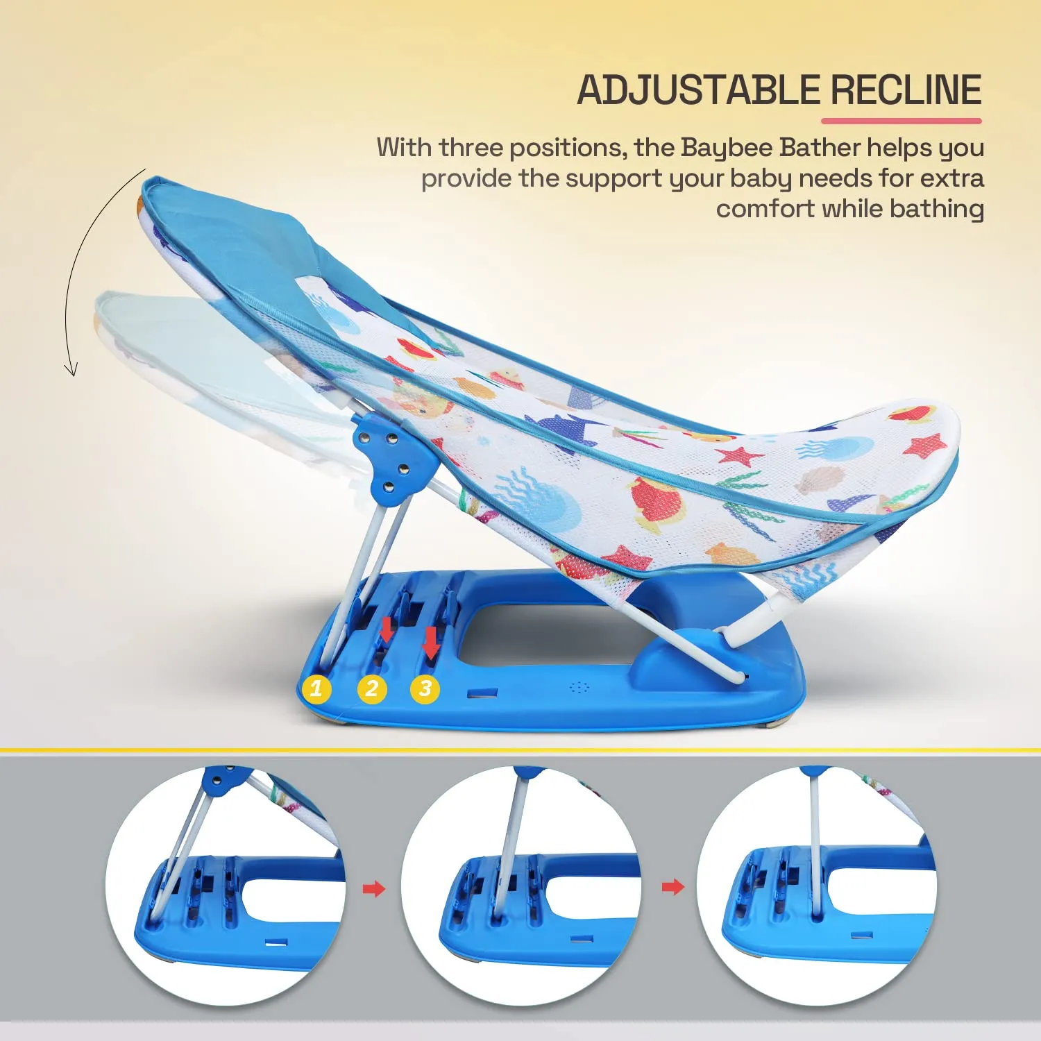 Baybee Foldable Baby Bather for Newborn Baby with 3 Position Recline