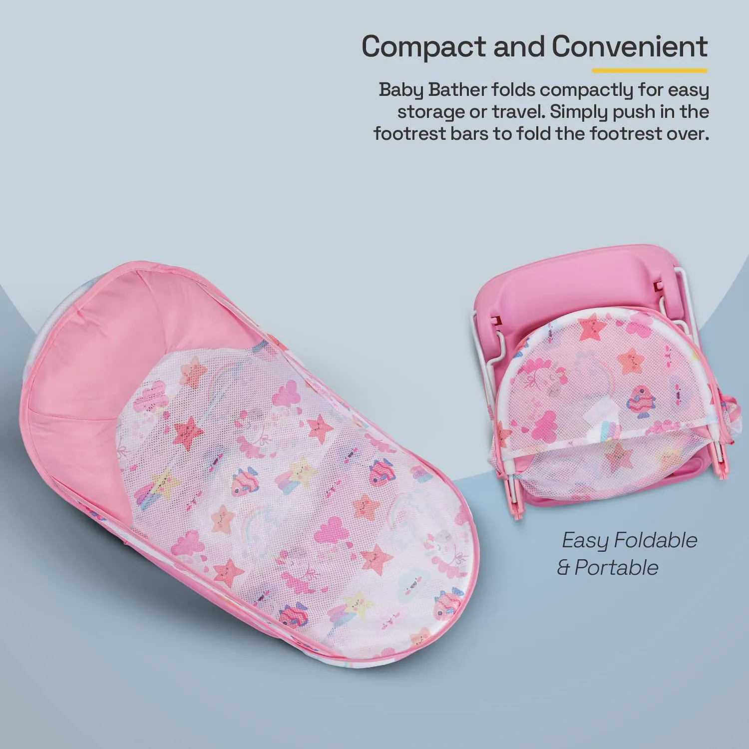 Baybee Foldable Baby Bather for Newborn Baby with 3 Position Recline
