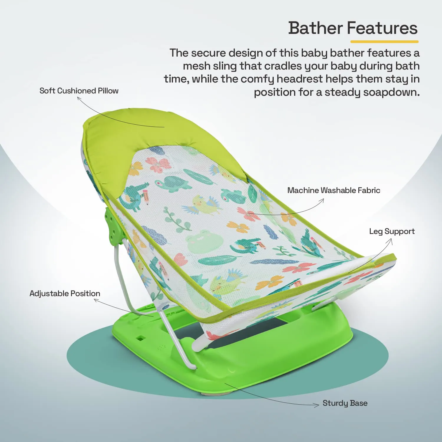 Baybee Foldable Baby Bather for Newborn Baby with 3 Position Recline