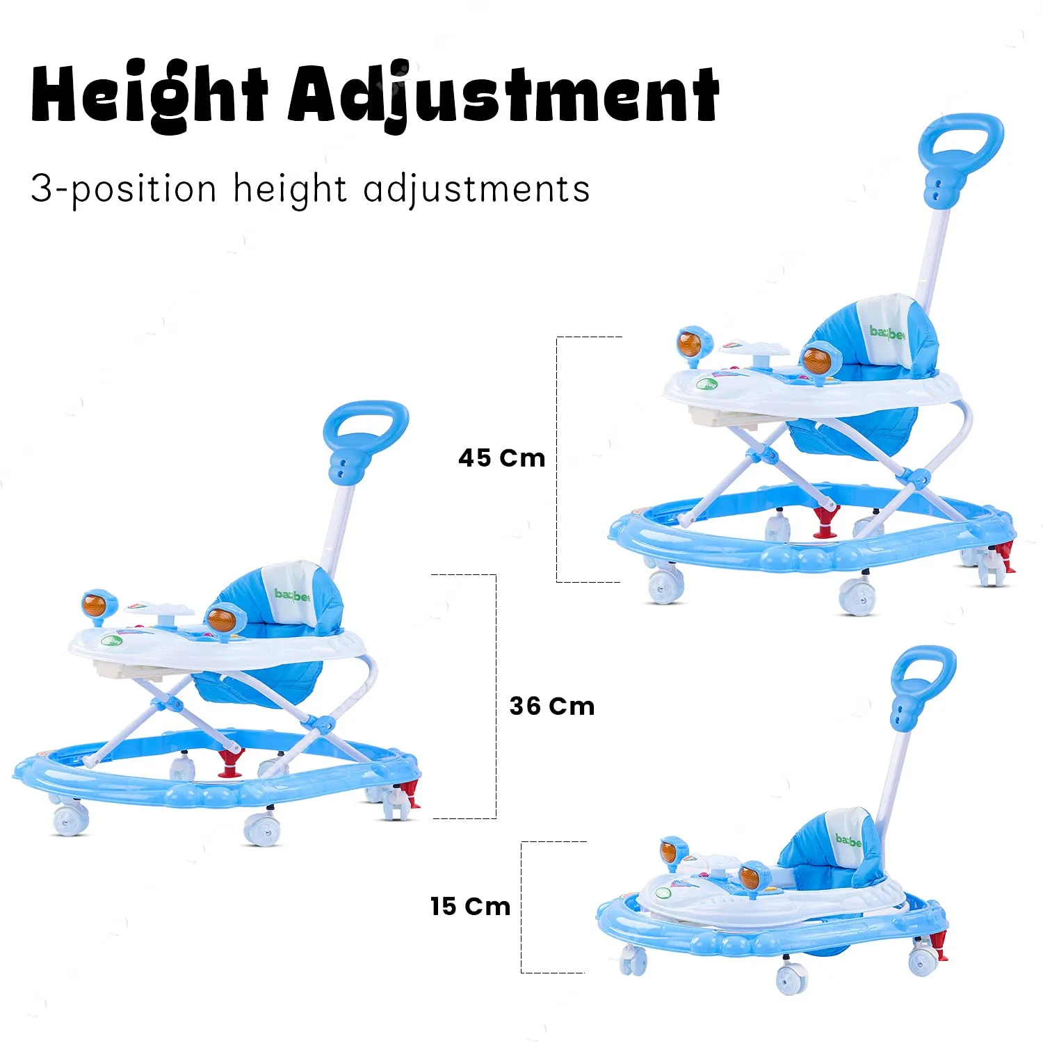 Baybee Nemo Baby Walker for Kids Foldable  Walker with 3 Height Adjustable.