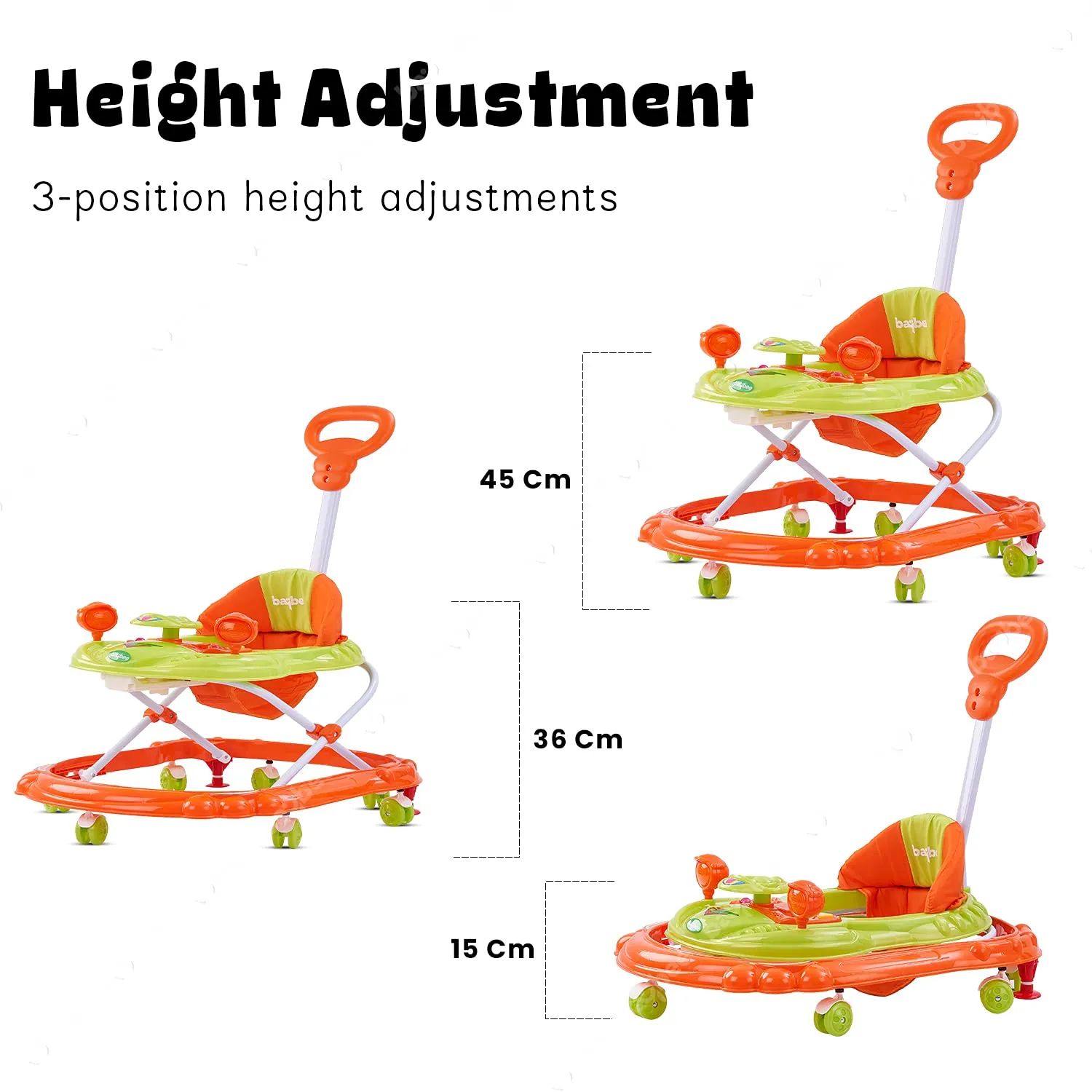 Baybee Nemo Baby Walker for Kids Foldable  Walker with 3 Height Adjustable.
