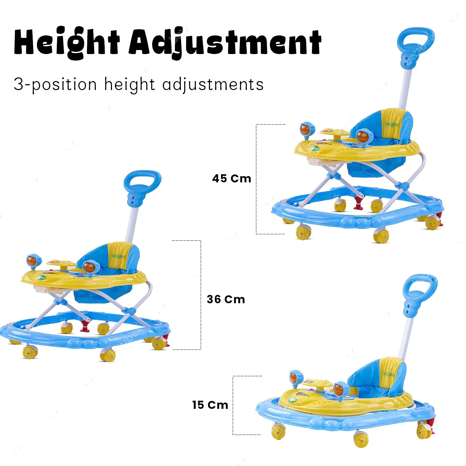 Baybee Nemo Baby Walker for Kids Foldable  Walker with 3 Height Adjustable.