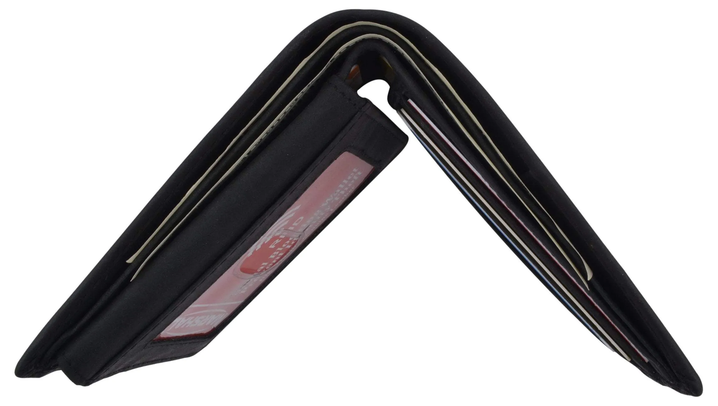Bifold Genuine Leather Mens RFID Credit Card ID Wallet W/ Ying Yang Logo